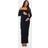 PrettyLittleThing Maternity Black Brushed Rib Buckle Detail Off The Shoulder Top XS