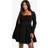boohoo Womens Plus Bengaline Corset Long Sleeve Skater Dress - Black