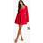 boohoo Womens Textured Long Sleeve Milkmaid Mini Dress - Red