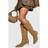 boohoo Womens Wide Fit Nubuck Knee High Low Heeled Boots - Beige