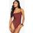 boohoo Womens Resin Stone One Shoulder Swimsuit - Brown