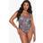 boohoo Womens Plus Swimwear Essentials Leopard Square Neck Swimsuit - Multi