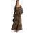 boohoo Womens Leopard Chiffon Cold Shoulder Ruffle Maxi Dress - Brown