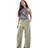Stradivarius Petite Linen Look Pull On Trouser - Khaki