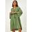 Roman Shimmer Tie Detail Smock Dress - Green