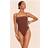 PrettyLittleThing Mocha Crochet Bead Trim Swimsuit - Brown