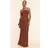 PrettyLittleThing Mocha Crochet Bead Trim Halter Neck Maxi Beach Dress - Brown