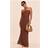 PrettyLittleThing Mocha Crochet Bead Trim Halter Neck Maxi Beach Dress - Brown