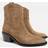 Stradivarius Split Leather Cowboy Ankle Boots - Beige
