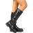 Shein Perfect With Sweater Style With Black Dress,Women's Fashion Casual Side Zipper Buckle Biker Boots, Black Rubber Shoes, Thick Heeled Western Style Booties For Fall And Winter