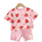 Shein 2pcs/Set Young Girl Casual Simple Strawberry & Daisy Floral Print Short Sleeve Round Neck T-Shirt And Shorts Set, Suitable For Summer Holiday
