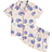 Shein Cute Girls Cartoon Floppy Ear Short Sleeve Shorts - Blue Bunny Print