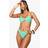 boohoo Womens Stripe Towelling Underwired Bikini Top High Leg - Green