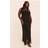 PrettyLittleThing Plus Ruched Chiffon Maxi Beach Dress - Black
