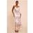 PrettyLittleThing Cream Satin Printed Cowl Detail Maxi Dress - White