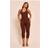 PrettyLittleThing Shape Chocolate Sculpt Halterneck Capri Jumpsuit - Chocolate