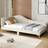 Costway Single Beige Upholstered Platform with Metal Legs Frame Bed
