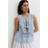 Gina Tricot Sleeveless Tie Front Peplum Blouse - Blue Check
