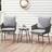 OutSunny Seater Grey Rattan with 4 Cushions Bistro Set, 1 Table incl. 2 Chairs