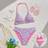 Shein Tween Girl's Floral Gingham Printed Bikini Swimsuit