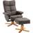 Homcom Recliner Chair and Footstool PU Brown Armchair 99cm