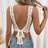Shein Summer Sexy Solid Color Hollow Knit Lace-Up Backless Crop Top