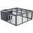 Pawhut Rabbit Run Small Animal Hutch Guinea Pig House Grey 123x120x52cm