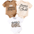 Shein Newborn Baby Girl Summer Cartoon Print Letter Pattern Short Sleeve Romper - White/Apricot Brown