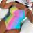Shein Plus Size Rainbow Ombre Random Print Cross Front Cute - Front
