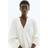 H&M Cream Crinkled Linen Blend Blouse - Ladies
