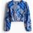 H&M Ladies Paisley Patterned Defined Shoulder Blouse - Bright Blue/Paisley