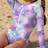 Shein Tie-Dye Print Tween Girls Minimalist Crew Neck Swimsuit - Suitable For Summer