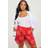 Yours Textured Sun Print Shorts - Red