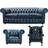 Chesterfield Antique Blue Sofa 200cm 3pcs 3 Seater