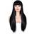 Long Black Wig with Bangs 26 Inch Black