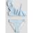 H&M Pige Stribet One Shoulder Bikini - Lyseblå