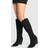 boohoo Knee High Toe Cap Pull On Western Cowboy Boots - Black