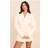 PrettyLittleThing Cream Woven Wrap Blazer Playsuit - White