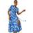 Roman Floral Print Tie Waist Midi Dress - Royal