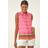 Roman Geo Border Print Button Blouse - Red