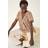 Roman Animal Print V-Neck Pleat Front Top - Natural