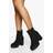 boohoo Wide Fit Faux Suede Chunky Heeled Chelsea Boots - Black