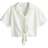 H&M Cropped Knot-Detail Shirt - White