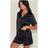 PrettyLittleThing Satin Short Sleeve Short Pj Set - Black