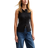 New Look Rib Button Through Tank Top - Black