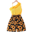 Shein Teen Girls Sunflower Printed Splice Romper With Ruffle Trimmed Neckline