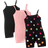 Shein Young Girl Knitted Solid Color Cami Romper With Colorful Flower Pattern Knitted pcsSet