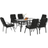 OutSunny Black Steel Garden 7 Pcs 152.5x96.5x71 cm Patio Dining Set, 1 Table incl. 6 Chairs