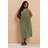 Yours Curve Khaki Green Button Through Linen Sundress - Khaki Green