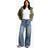 boohoo The Petite Mid Waist Wide Leg Jean - Blue